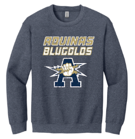 Aquinas Heather Navy Crew