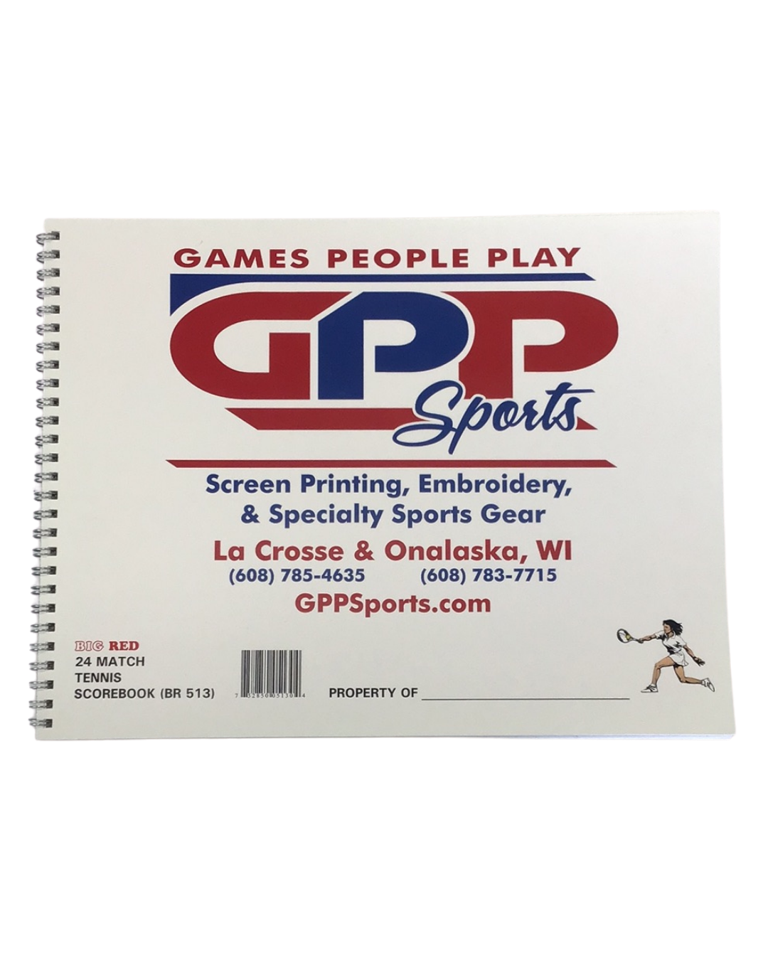 Big Red X GPP Tennis Scorebook